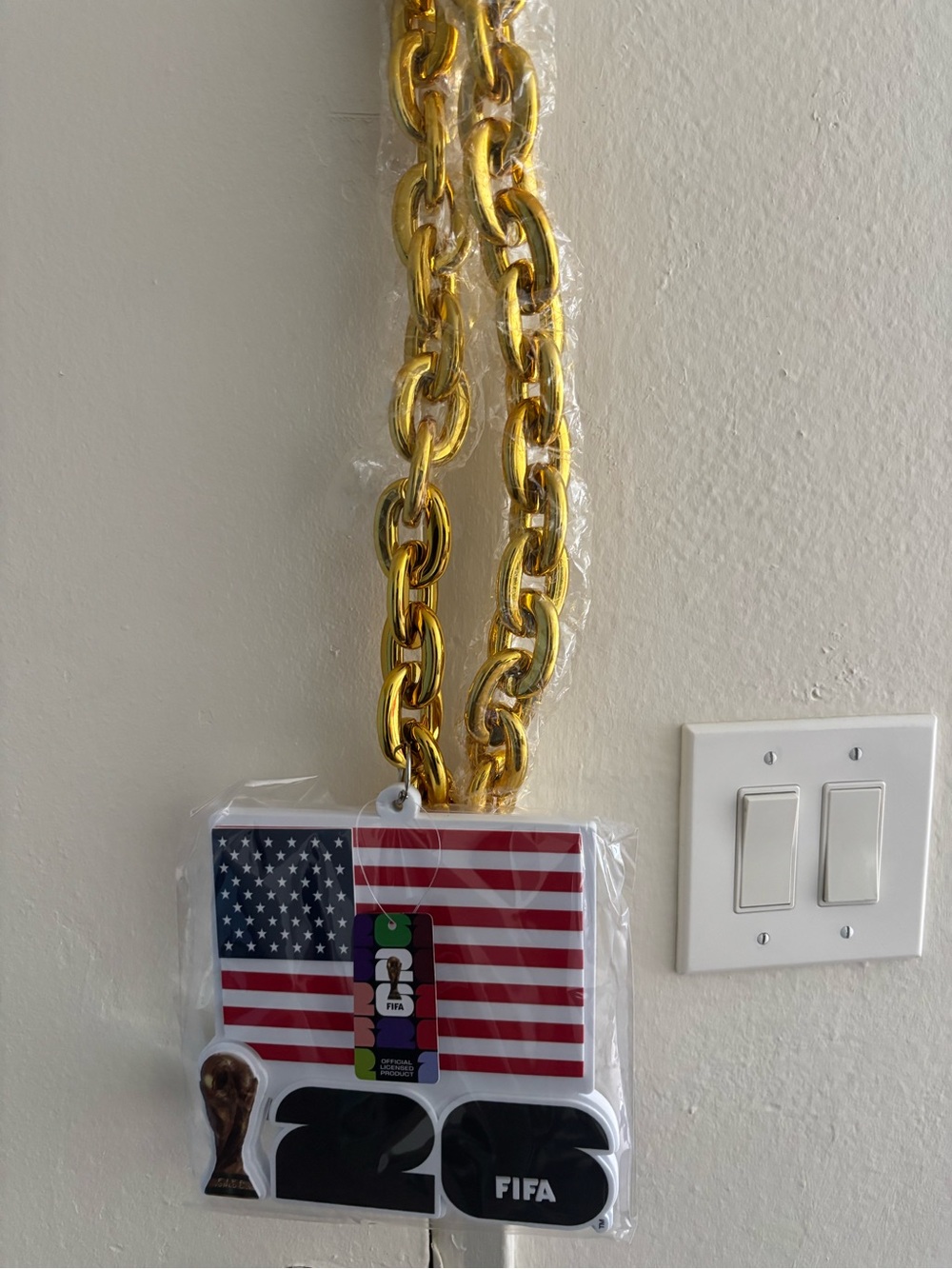 FIFA World Cup Gold Chain Necklace with USA Flag
